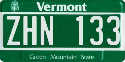 VT license plate ZHN133