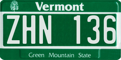 VT license plate ZHN136