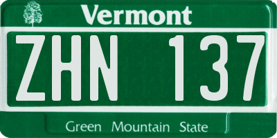 VT license plate ZHN137
