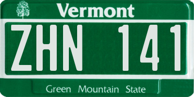 VT license plate ZHN141