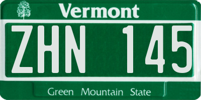 VT license plate ZHN145