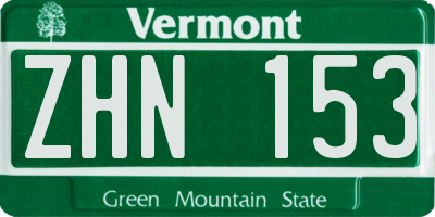 VT license plate ZHN153
