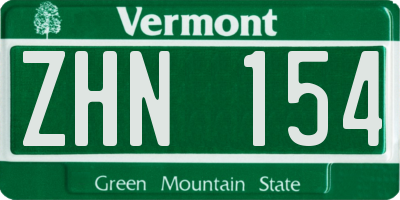 VT license plate ZHN154