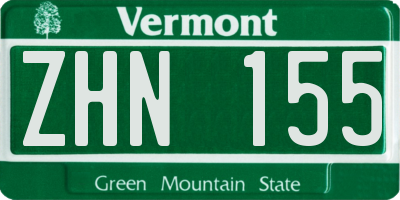 VT license plate ZHN155