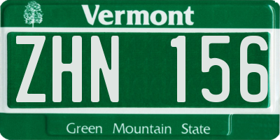 VT license plate ZHN156