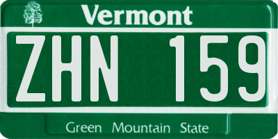 VT license plate ZHN159