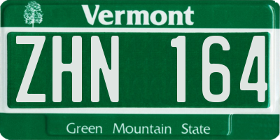 VT license plate ZHN164