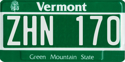 VT license plate ZHN170