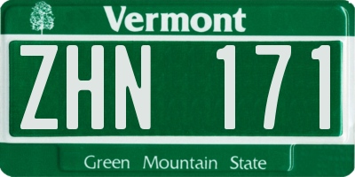 VT license plate ZHN171