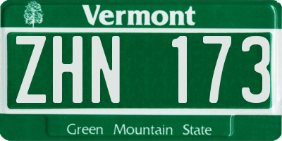 VT license plate ZHN173