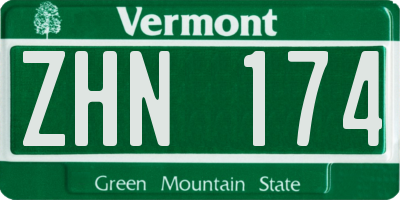 VT license plate ZHN174