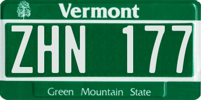VT license plate ZHN177