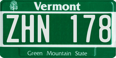 VT license plate ZHN178