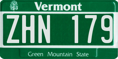 VT license plate ZHN179