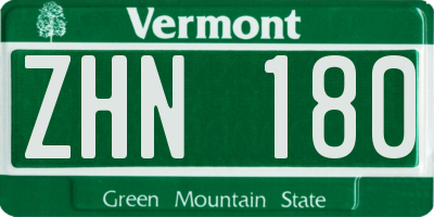 VT license plate ZHN180