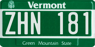 VT license plate ZHN181