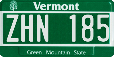VT license plate ZHN185