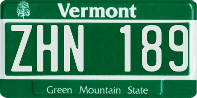 VT license plate ZHN189