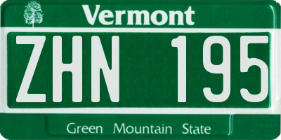 VT license plate ZHN195