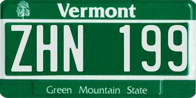 VT license plate ZHN199