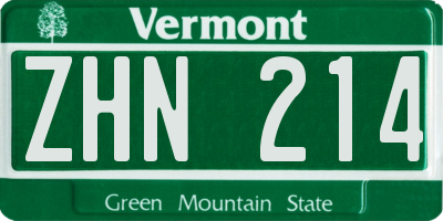 VT license plate ZHN214