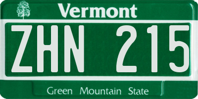 VT license plate ZHN215