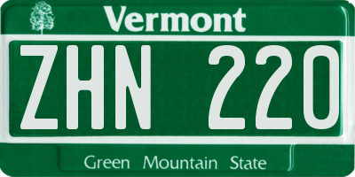 VT license plate ZHN220