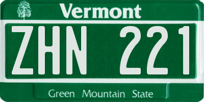 VT license plate ZHN221