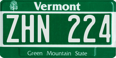VT license plate ZHN224