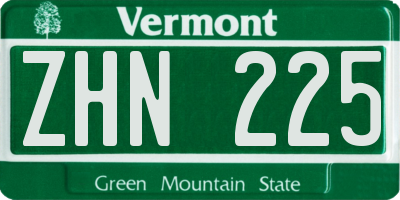 VT license plate ZHN225