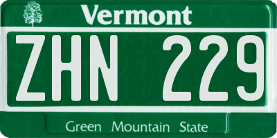 VT license plate ZHN229