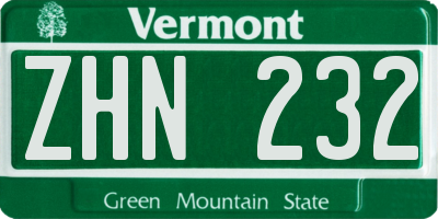 VT license plate ZHN232