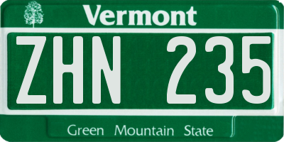 VT license plate ZHN235