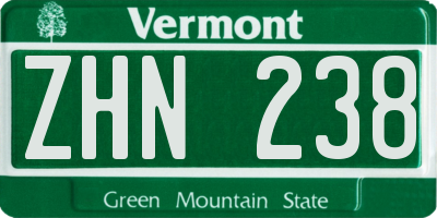 VT license plate ZHN238