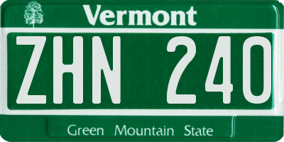 VT license plate ZHN240