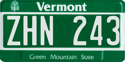 VT license plate ZHN243