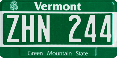VT license plate ZHN244