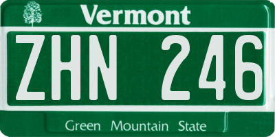 VT license plate ZHN246