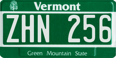 VT license plate ZHN256
