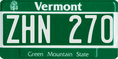 VT license plate ZHN270
