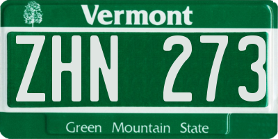 VT license plate ZHN273