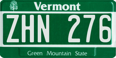 VT license plate ZHN276