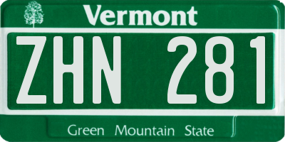 VT license plate ZHN281