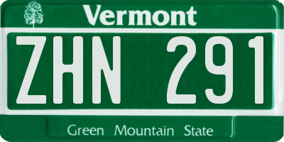 VT license plate ZHN291