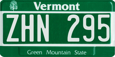 VT license plate ZHN295