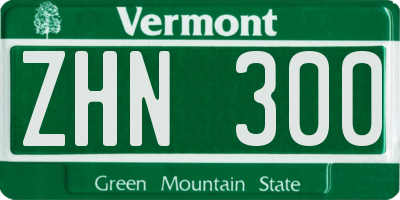 VT license plate ZHN300