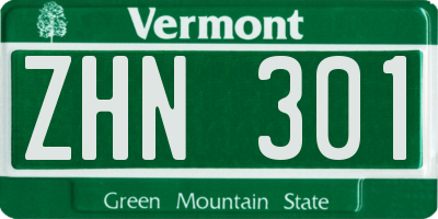 VT license plate ZHN301