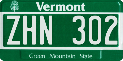 VT license plate ZHN302