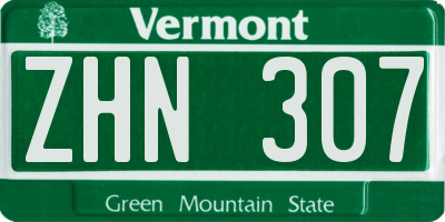 VT license plate ZHN307