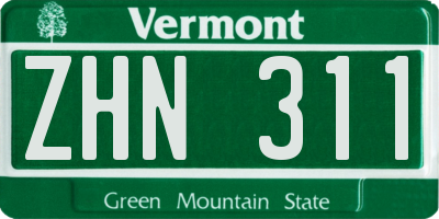 VT license plate ZHN311